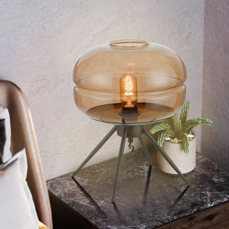 Lampe à Poser en Verre | Sphère Lumineuse - Designix Lampe de chevet Ambre