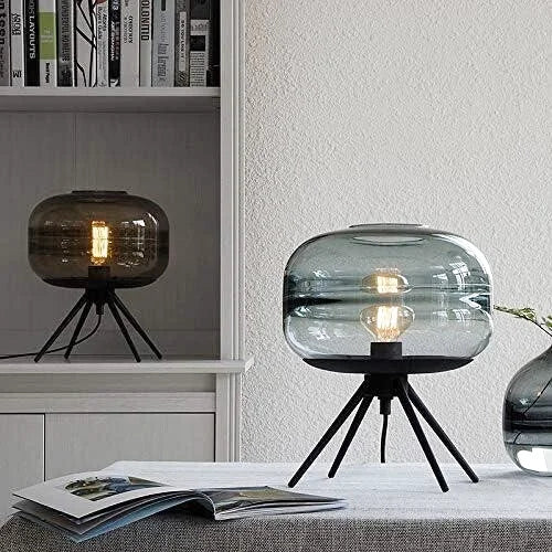 Lampe à Poser en Verre | Sphère Lumineuse - Designix Lampe de chevet Bleu