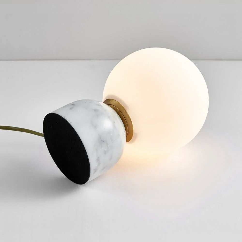 Lampe Boule à Poser Design | Sphère Minérale - Designix Lampe de chevet Blanc Blanc Chaud
