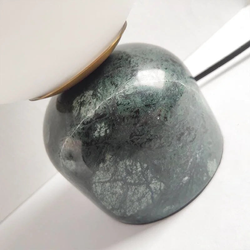 Lampe Boule à Poser Design | Sphère Minérale - Designix Lampe de chevet Vert Blanc Chaud