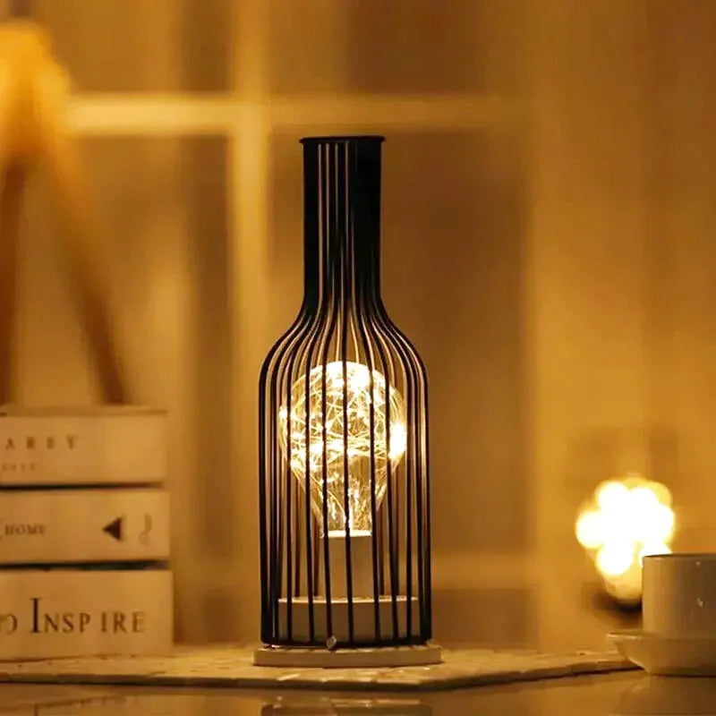 Lampe Bouteille | Éclat Vigneron - Designix Lampe de chevet Bouteille de vin | 11 x 30 cm