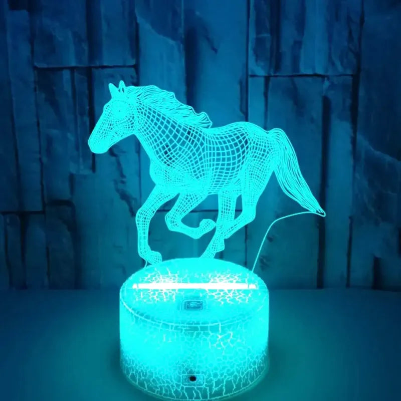 3D LED-nattbordslampe med hest