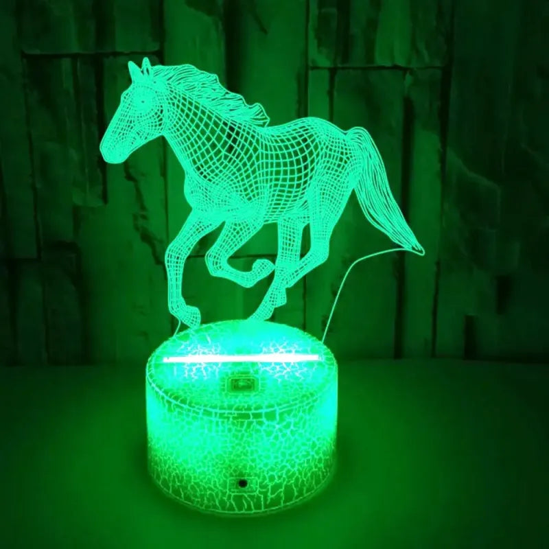 3D LED-nattbordslampe med hest