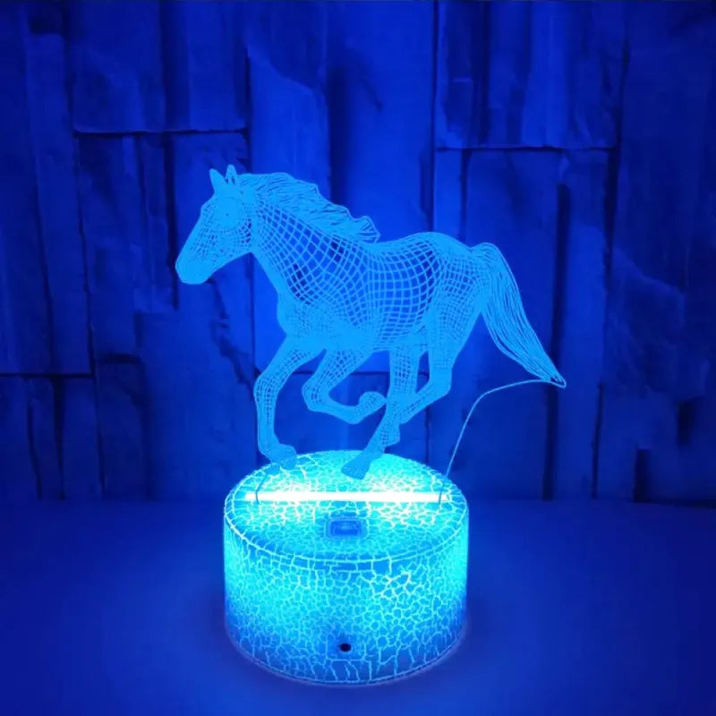 3D LED-nattbordslampe med hest