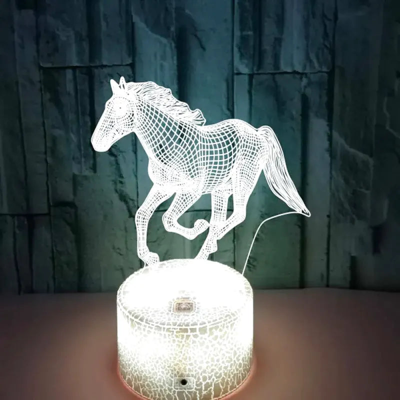 3D LED-nattbordslampe med hest