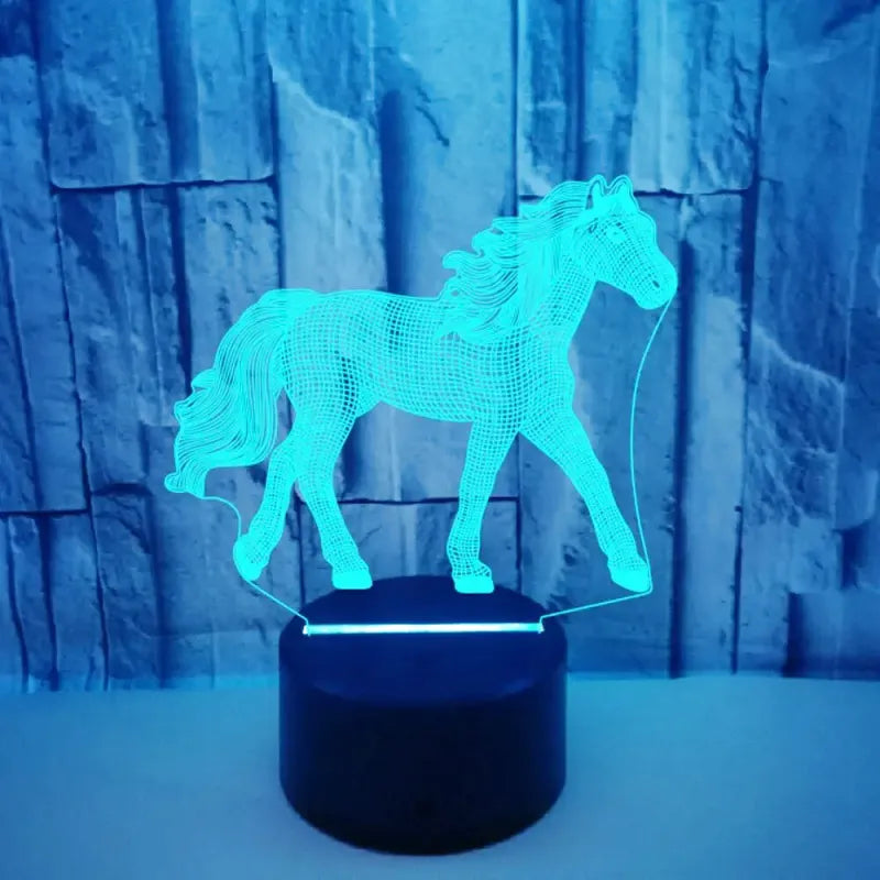 3D LED-nattbordslampe med hest