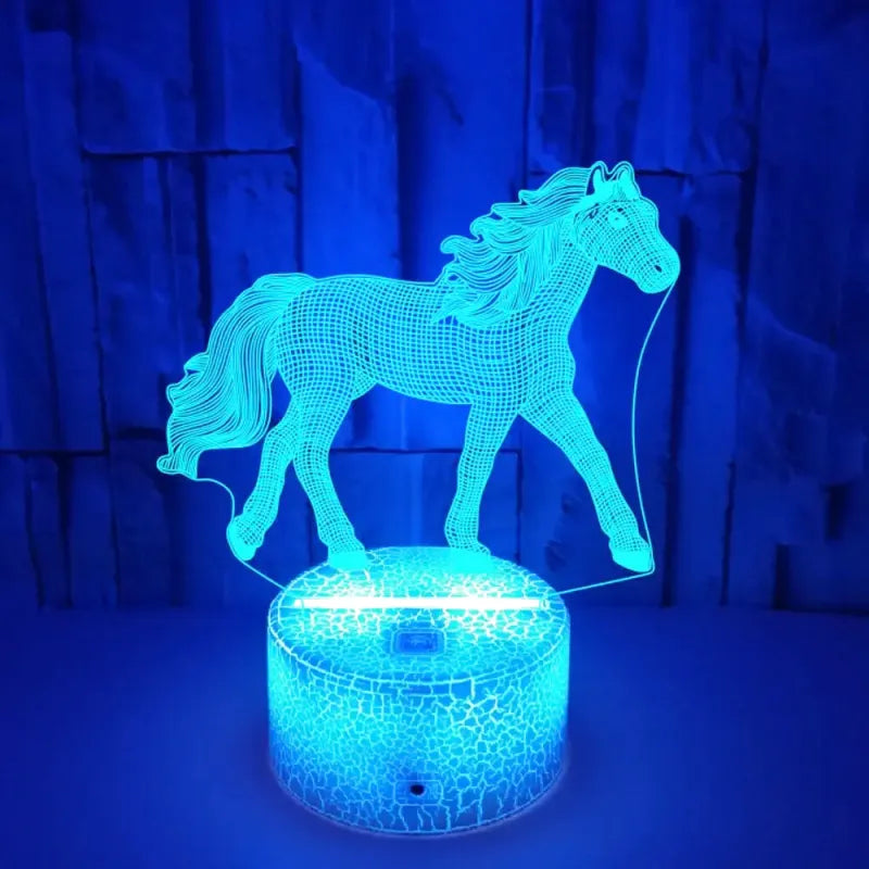 3D LED-nattbordslampe med hest
