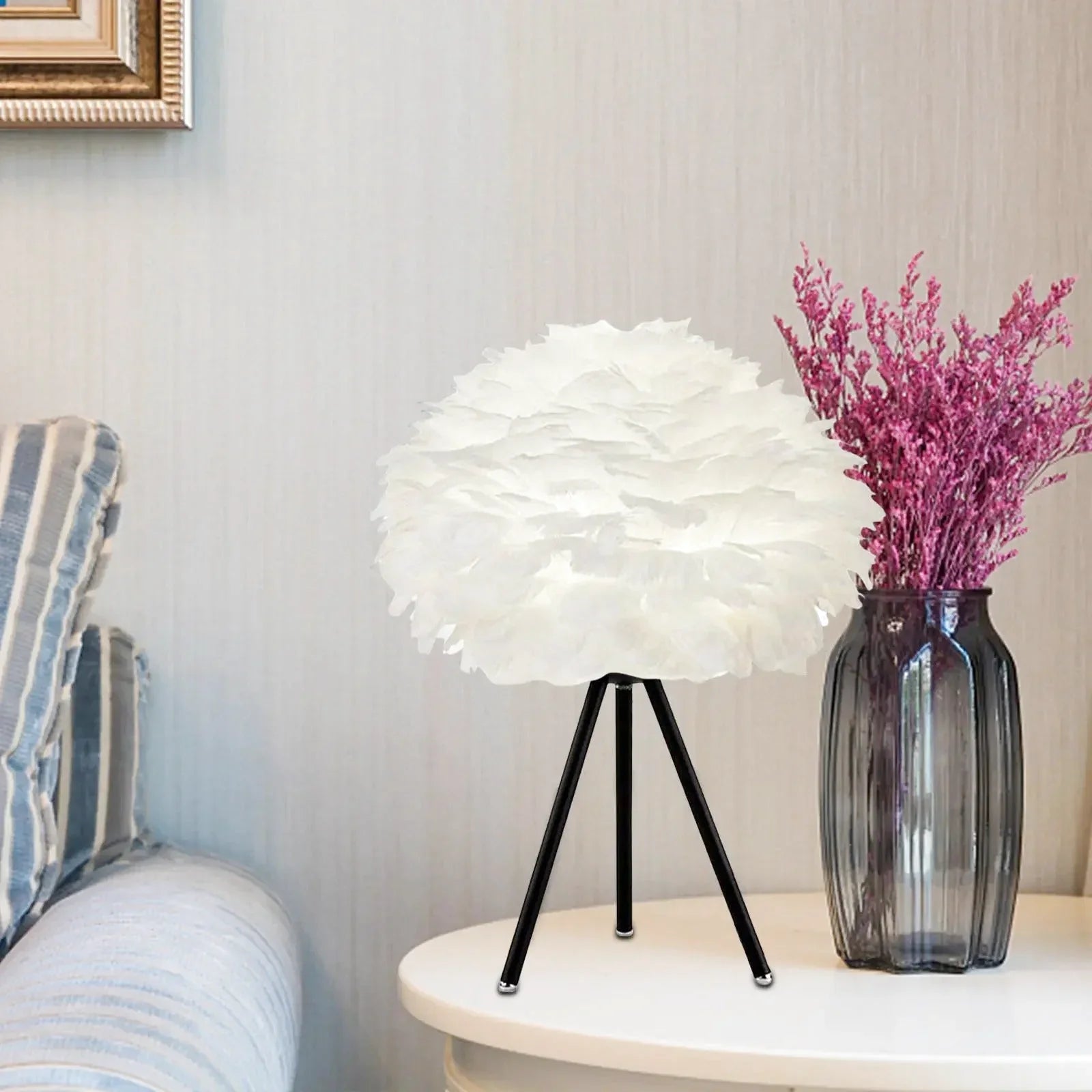 Lampe de chevet avec plume