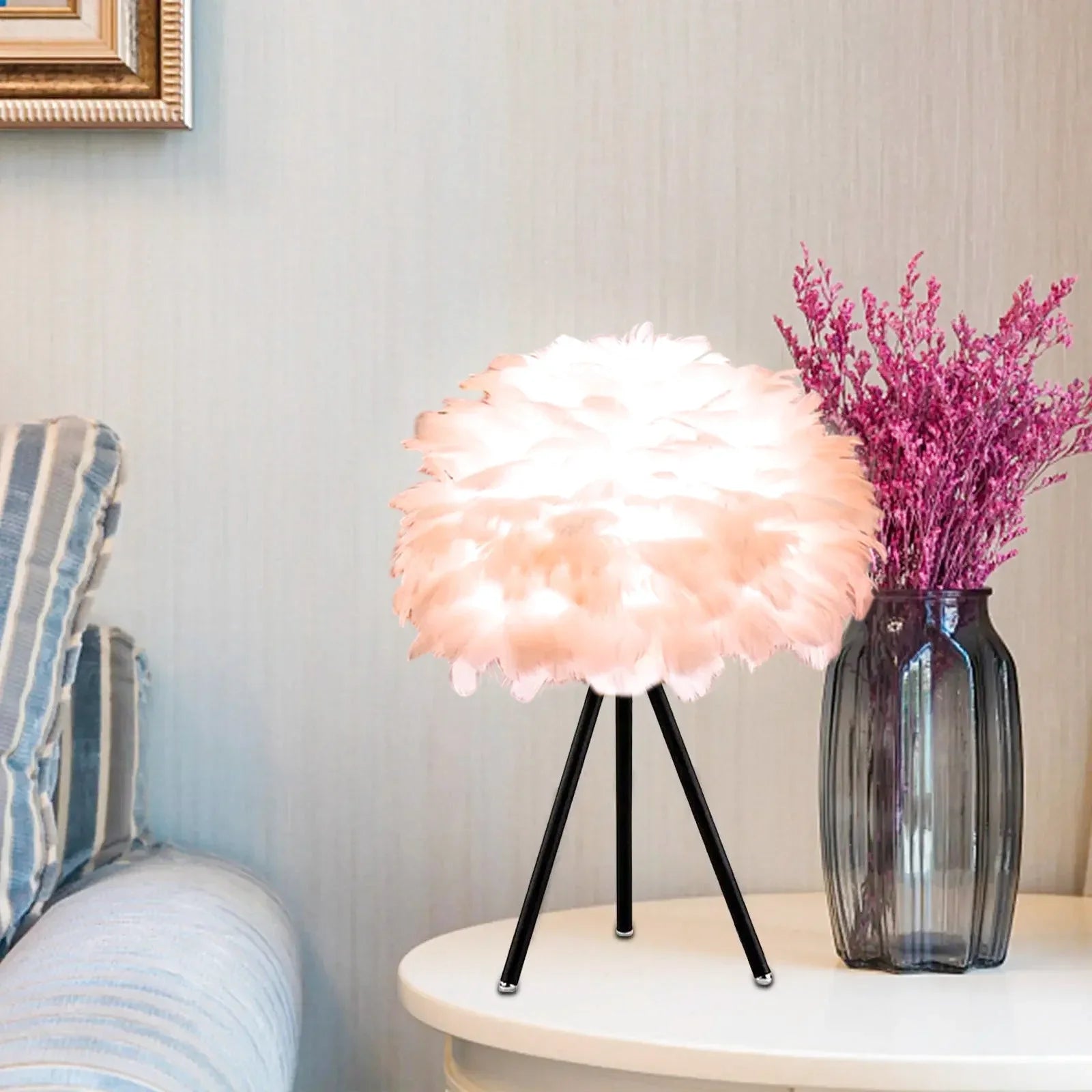 Lampe de chevet avec plume