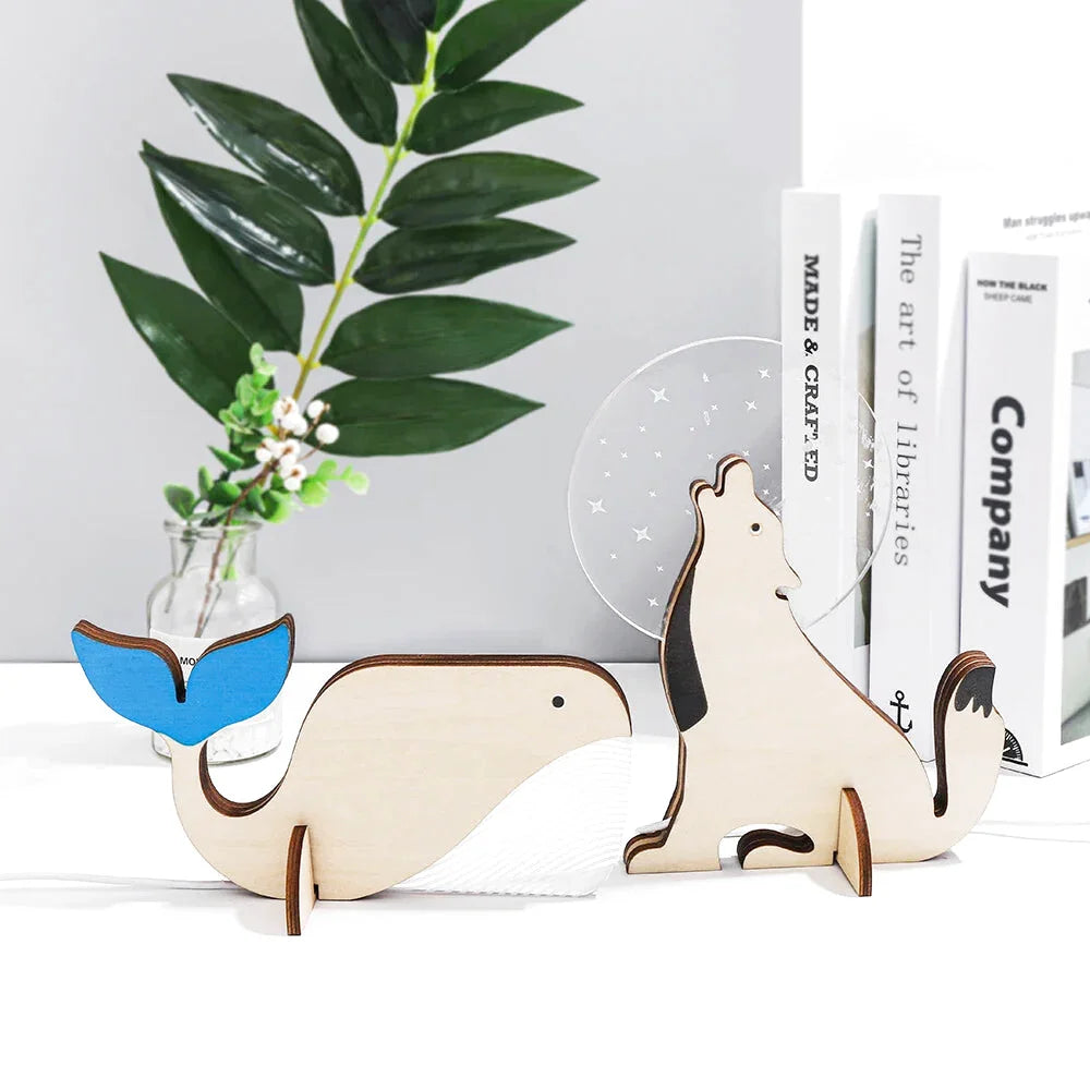 Lampe de Chevet Bois Animaux pour Enfants