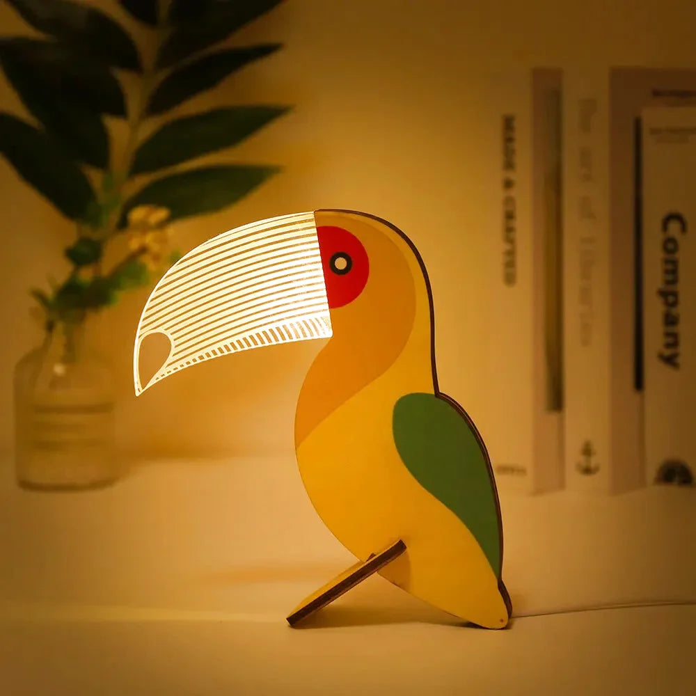 Lampe de Chevet Bois Animaux pour Enfants