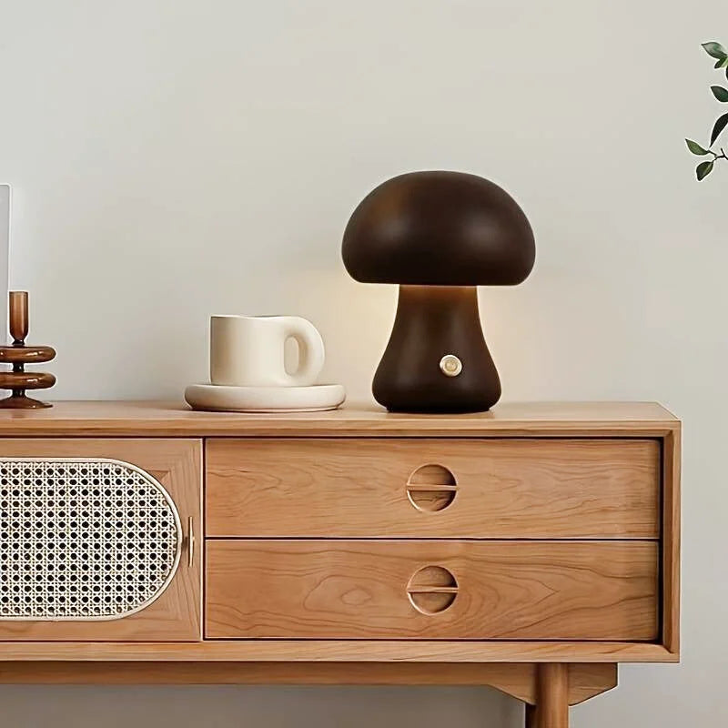 Lampe de chevet bois champignon
