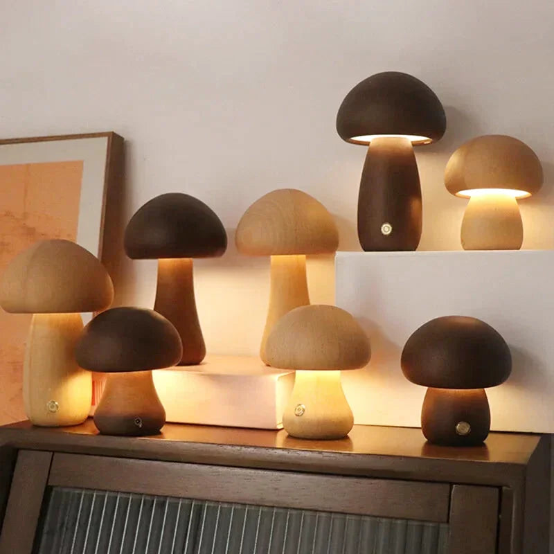 Lampe de chevet bois champignon
