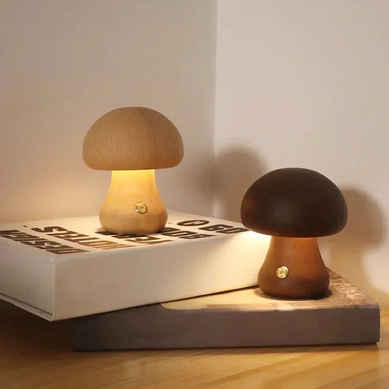 Lampe de chevet bois champignon