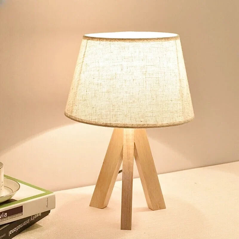 Lampe de Chevet Bois | Éclat Raffiné - Designix Lampe de chevet 3 Pieds | 36.5cm Blanc Chaud