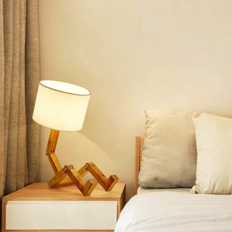 Lampe de chevet bois originale