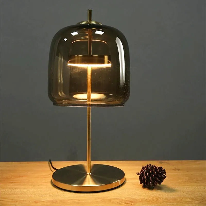 Lampe de chevet Design avec Abat-jour en Verre  LampesDeChevet Fumé  