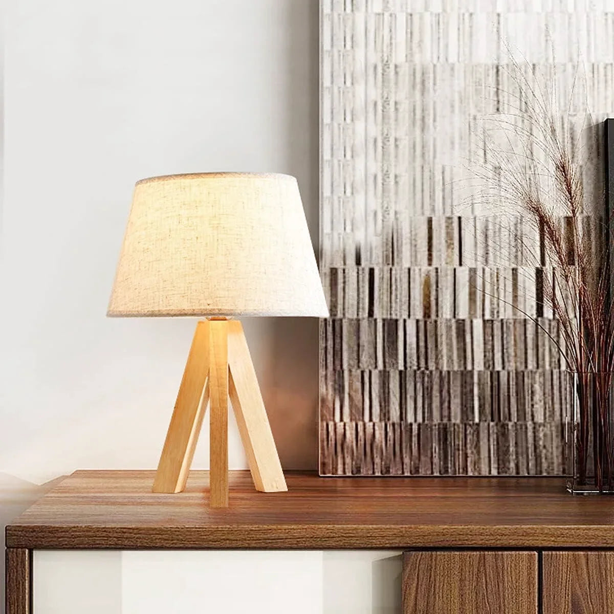 Nattbordslampe i tre | Mykt nattlys