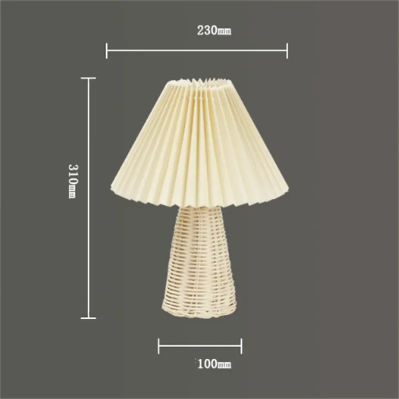 Industriell nattbordslampe i tre og stoff
