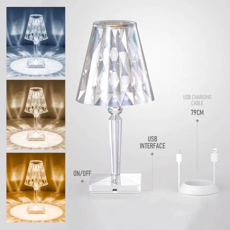 Lampe de chevet LED Diamant  LampesDeChevet Avec batterie Diamant 