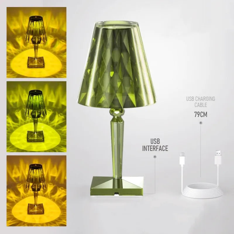 Lampe de chevet LED Diamant  LampesDeChevet Avec batterie Vert 