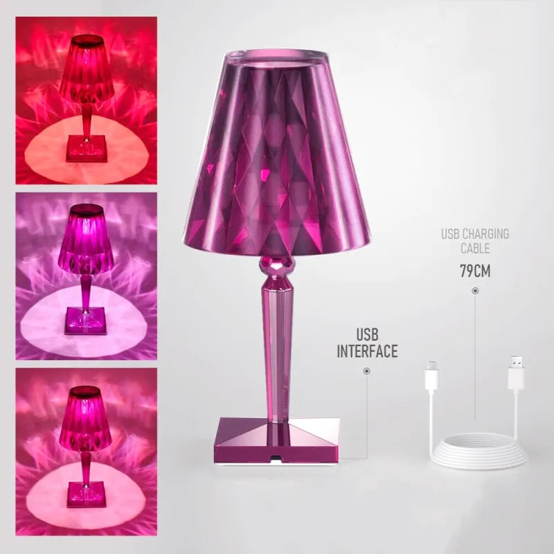 Lampe de chevet LED Diamant  LampesDeChevet Avec batterie Violet 