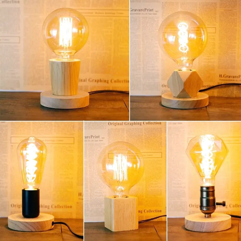 Vintage Edison nattbordslampe