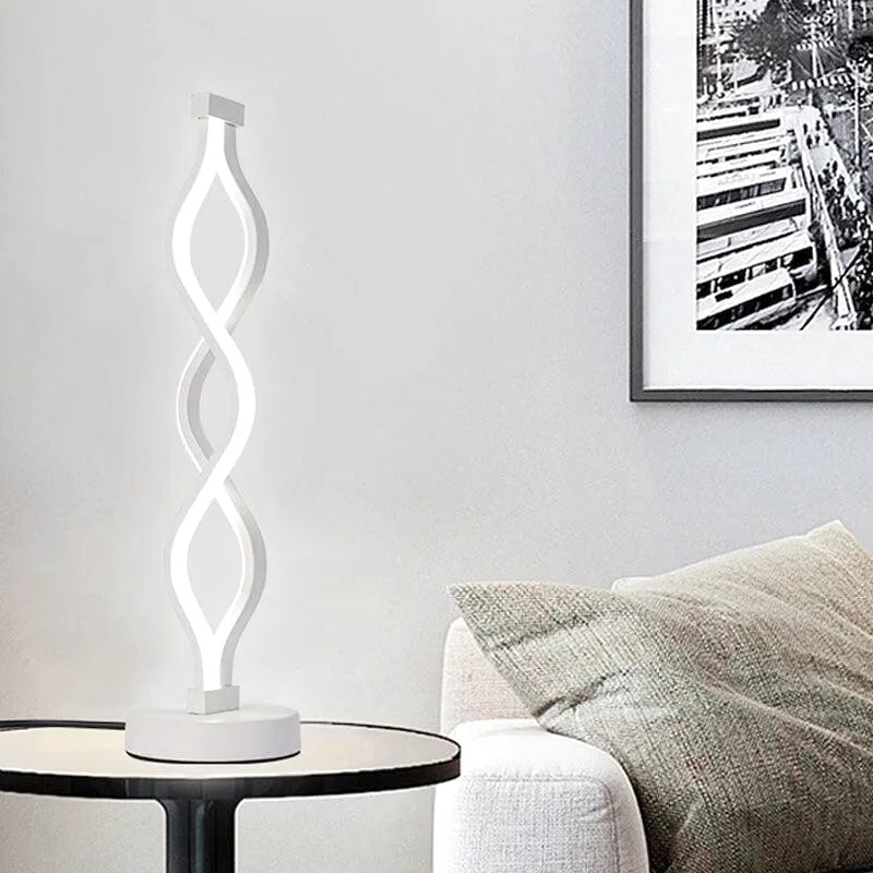 Lampe Spirale LED | Helix Lumineuse - Designix Lampe de chevet Double Spirale Blanc Blanc Chaud