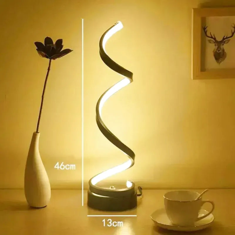 Lampe Spirale LED | Helix Lumineuse - Designix Lampe de chevet Spirale Noir Blanc Chaud