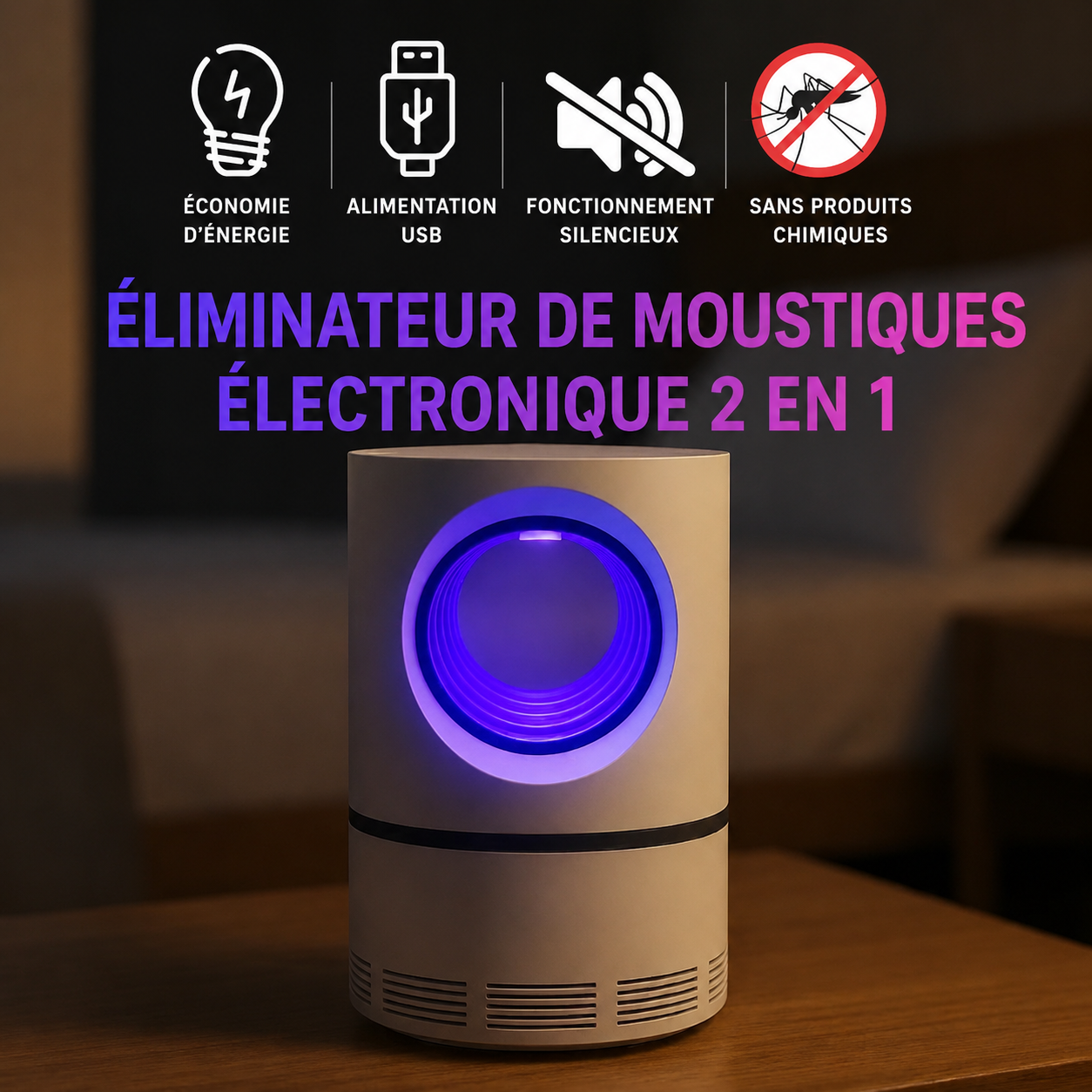 Lampe UV Anti-Moustiques Électrique – Piège à Insectes