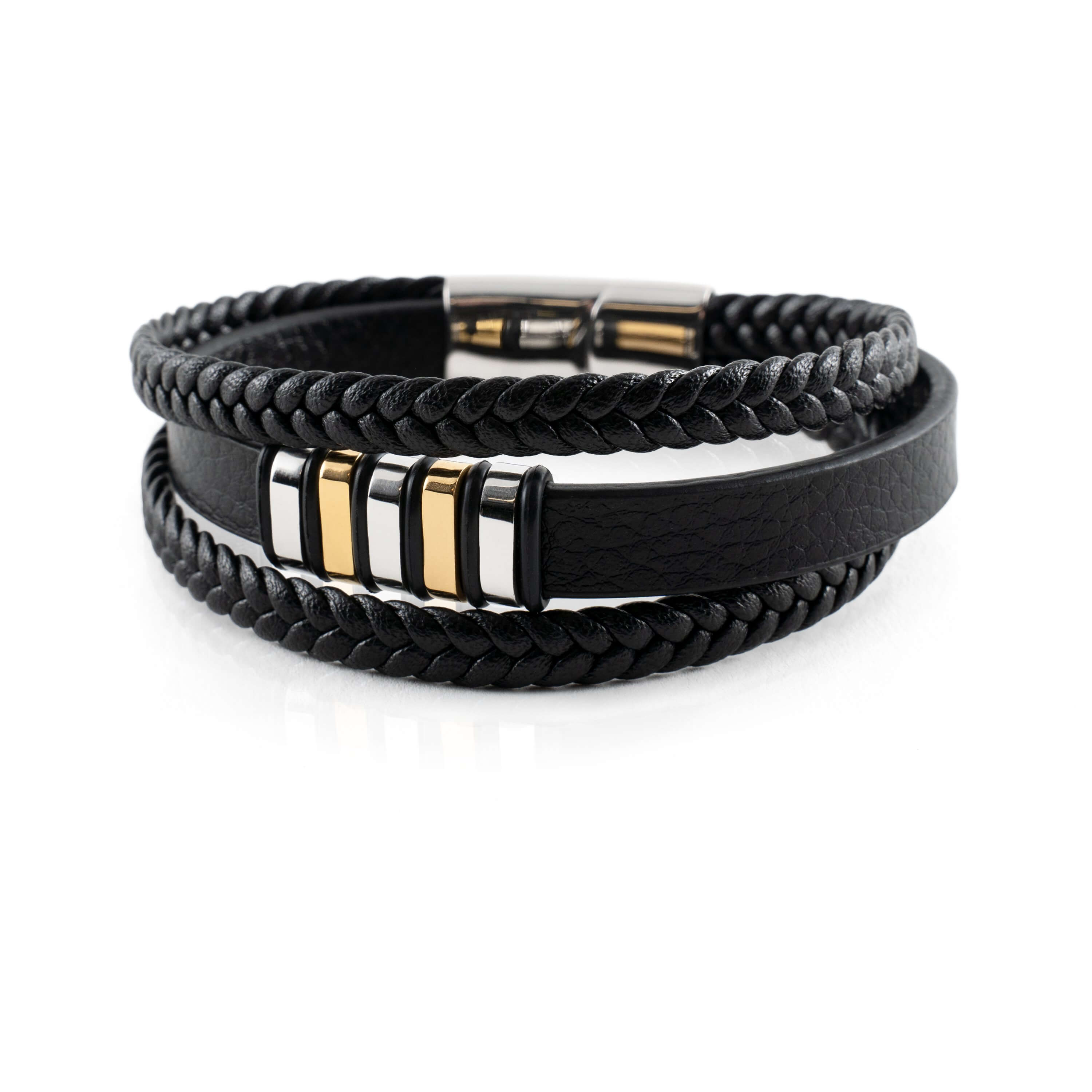Bracelet Homme en Cuir Véritable LéoVant– Élégance Vintage avec Fermoir Magnétique