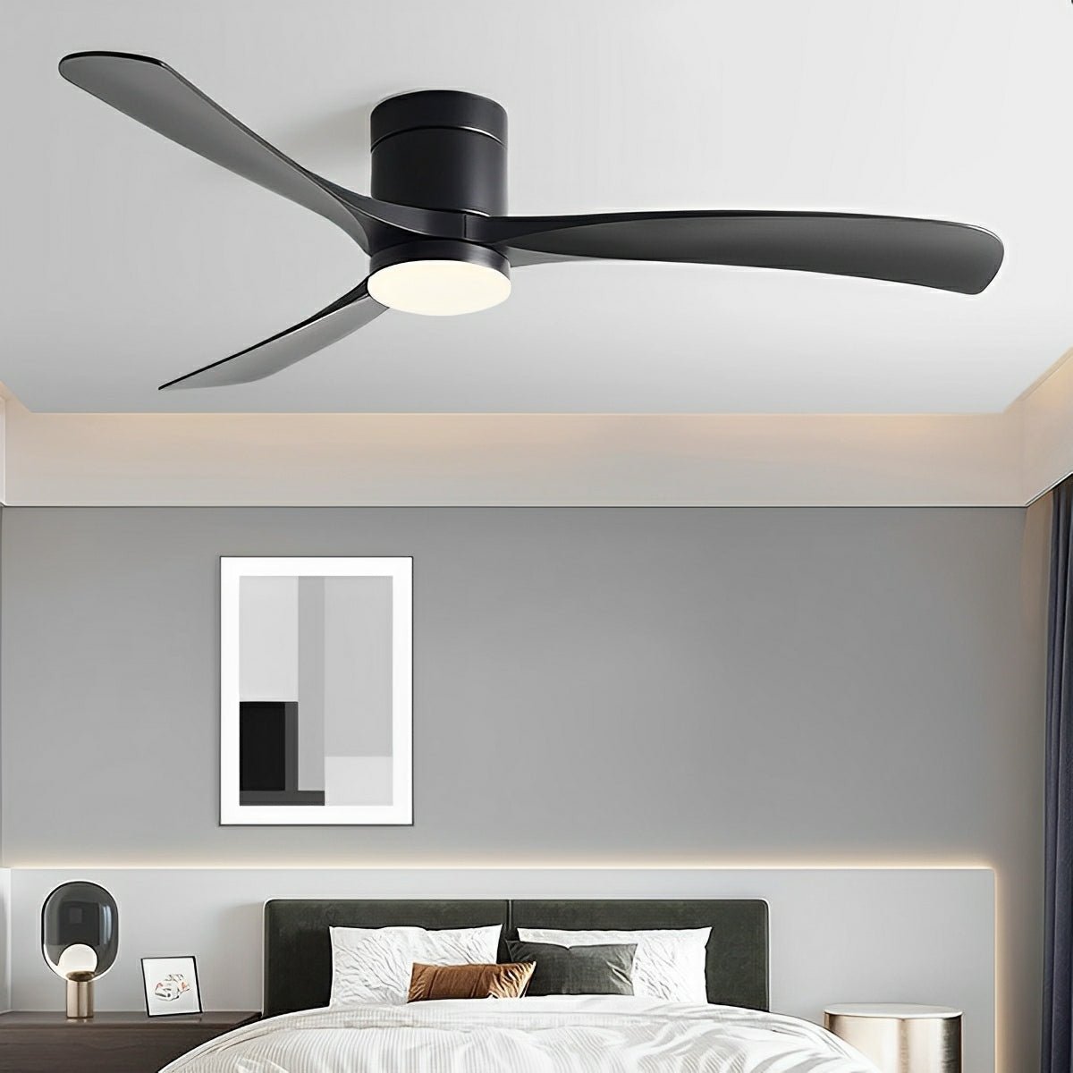 Ventilateur de Plafond Moderne 6 Vitesses avec Rotation Inversée et Éclairage Intégré
