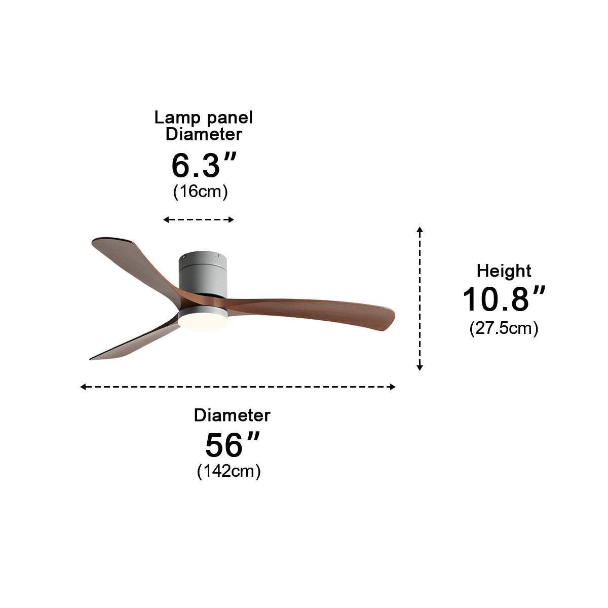 Ventilateur de Plafond Moderne 6 Vitesses avec Rotation Inversée et Éclairage Intégré