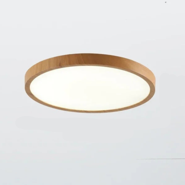 Plafonnier Rond Ultra Fin Bois de Noyer Éclairage Réglable