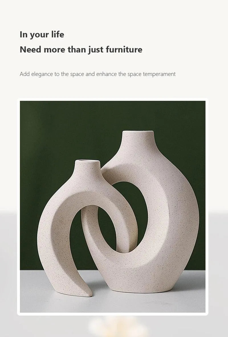 Keramikkvase Beige Matt Nordic Essence – Sett med 2 Blomsterpotter for Uimotståelig Stue-Deko

