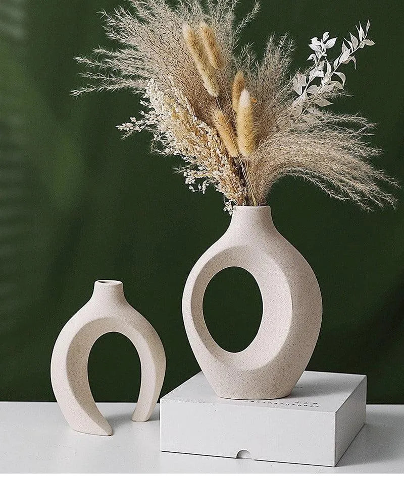 Keramikkvase Beige Matt Nordic Essence – Sett med 2 Blomsterpotter for Uimotståelig Stue-Deko

