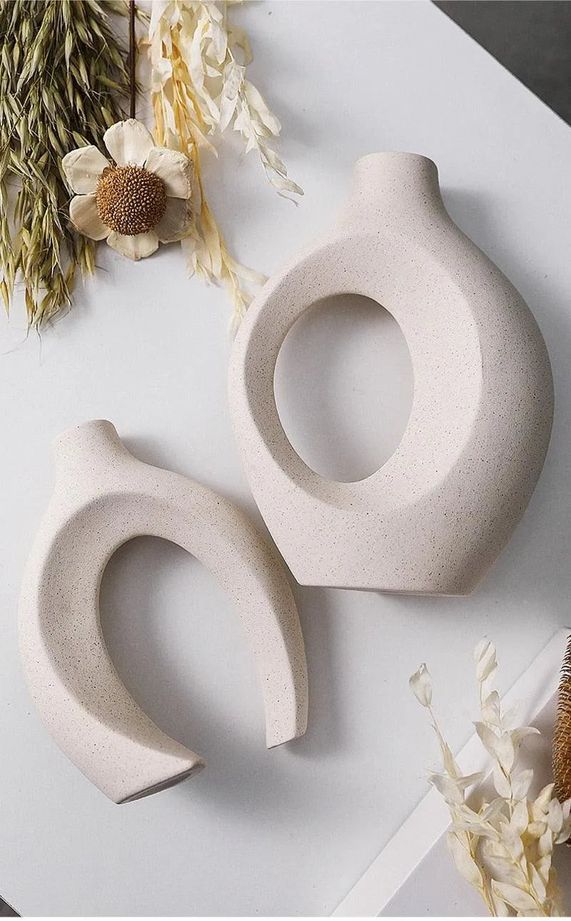 Keramikkvase Beige Matt Nordic Essence – Sett med 2 Blomsterpotter for Uimotståelig Stue-Deko

