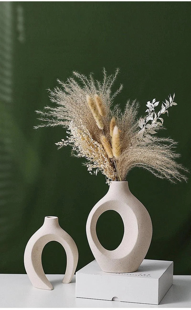 Keramikkvase Beige Matt Nordic Essence – Sett med 2 Blomsterpotter for Uimotståelig Stue-Deko

