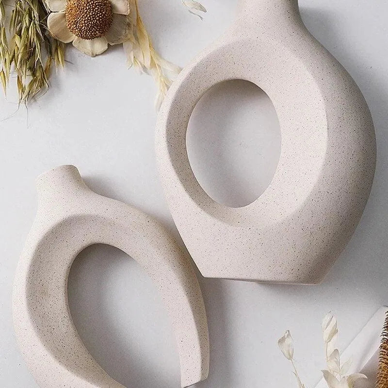 Keramikkvase Beige Matt Nordic Essence – Sett med 2 Blomsterpotter for Uimotståelig Stue-Deko


