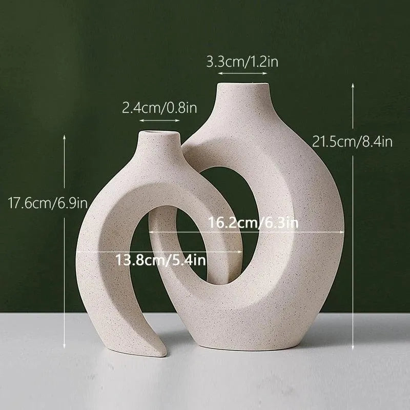 Keramikkvase Beige Matt Nordic Essence – Sett med 2 Blomsterpotter for Uimotståelig Stue-Deko

