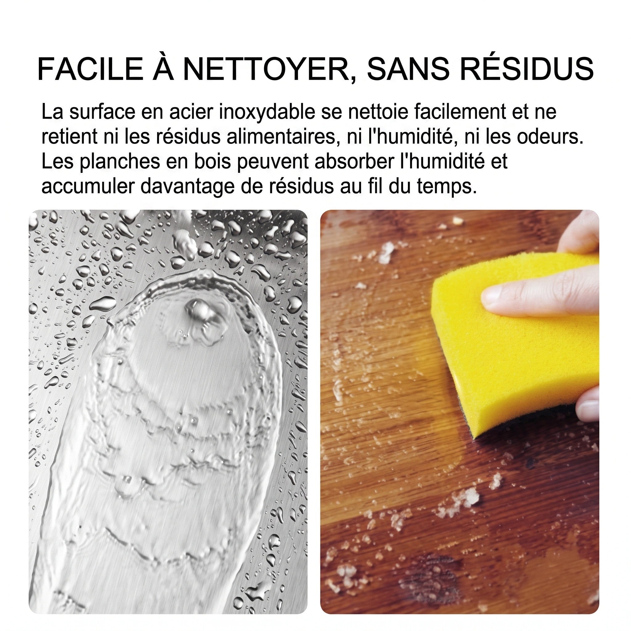 Planche à Découper en Acier Inoxydable Double Face