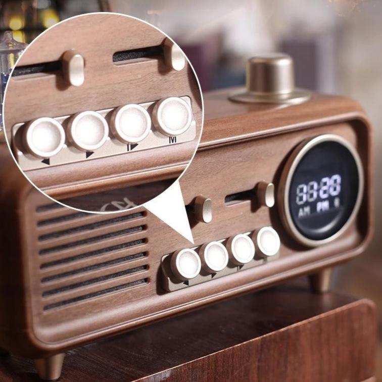 Nostyra™ – Radio Horloge Vintage Bluetooth au Design Rétro Chic