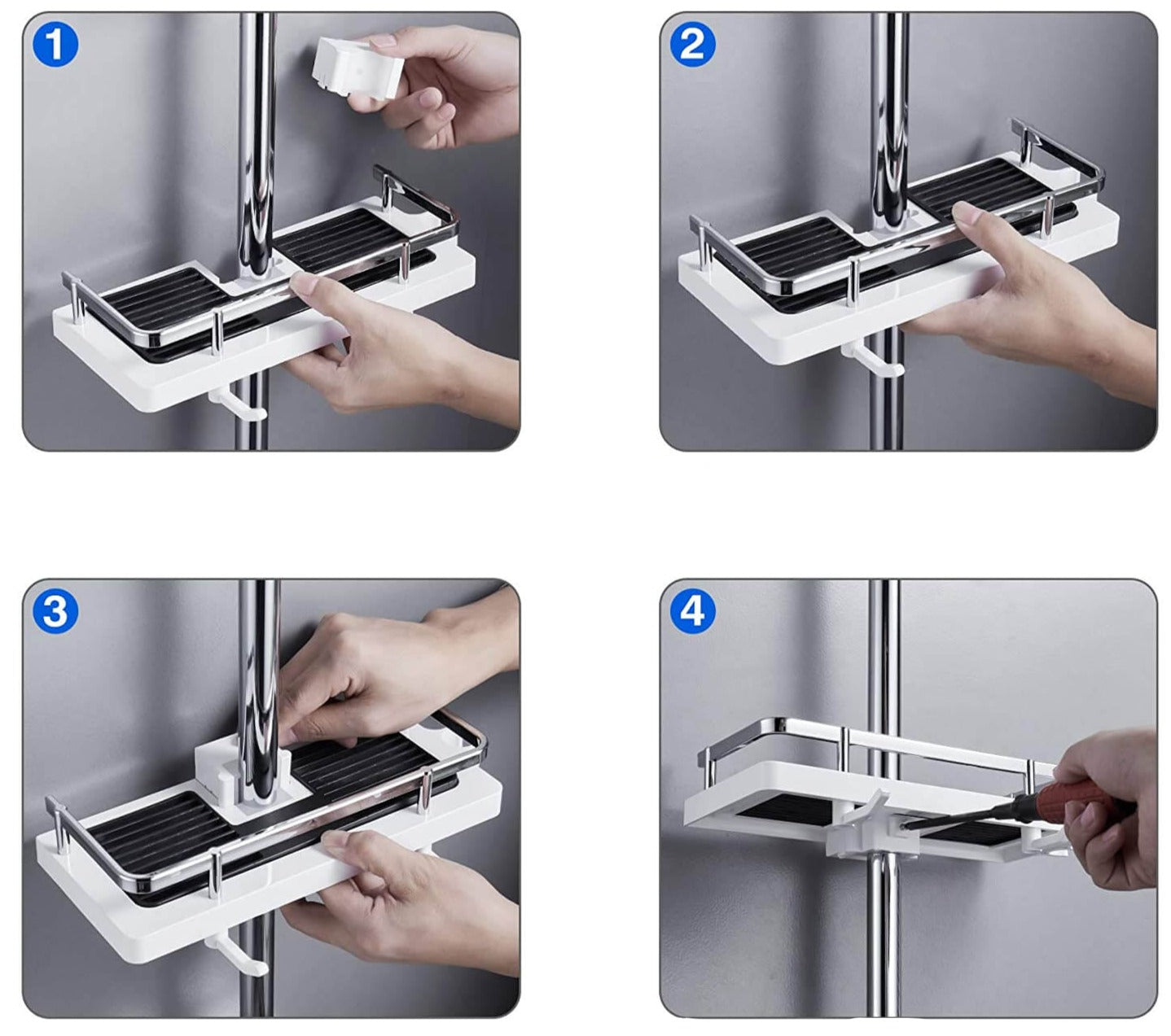 Organisateur de Douche Premium AquaSmart – Étagère de Rangement pour Salle de Bain (ABS Antirouille & Sans Perçage)