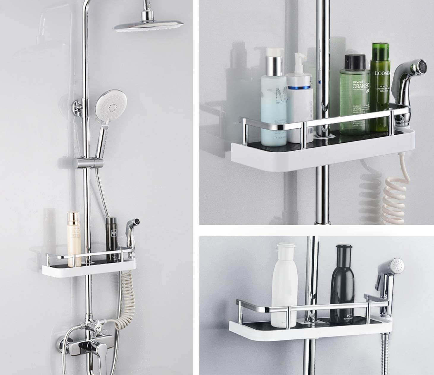 Organisateur de Douche Premium AquaSmart – Étagère de Rangement pour Salle de Bain (ABS Antirouille & Sans Perçage)
