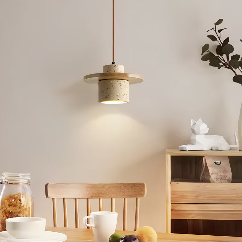 Stonewood - Pendellampe i naturstein og tre