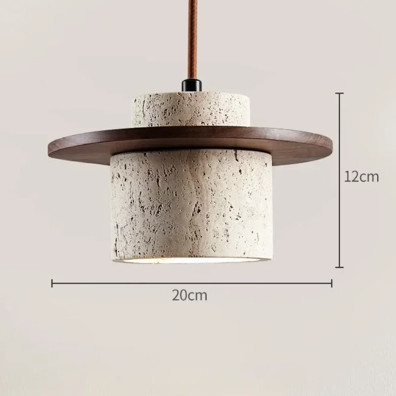 Stonewood - Pendellampe i naturstein og tre
