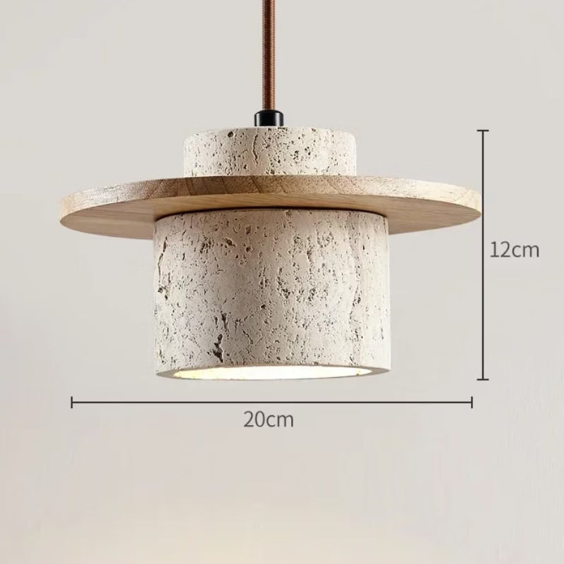 Stonewood - Pendellampe i naturstein og tre