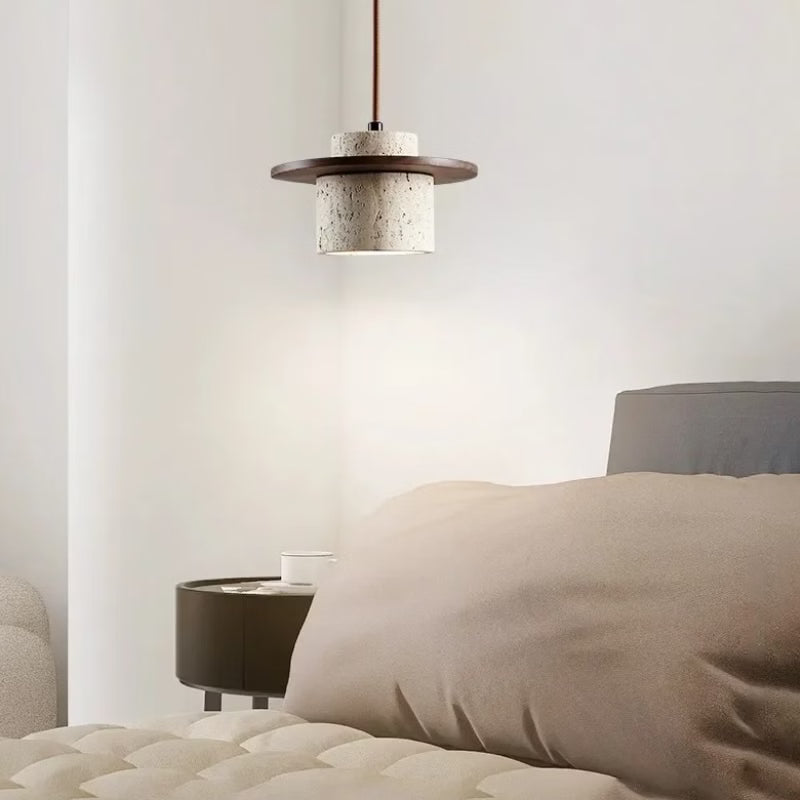 Stonewood - Pendellampe i naturstein og tre