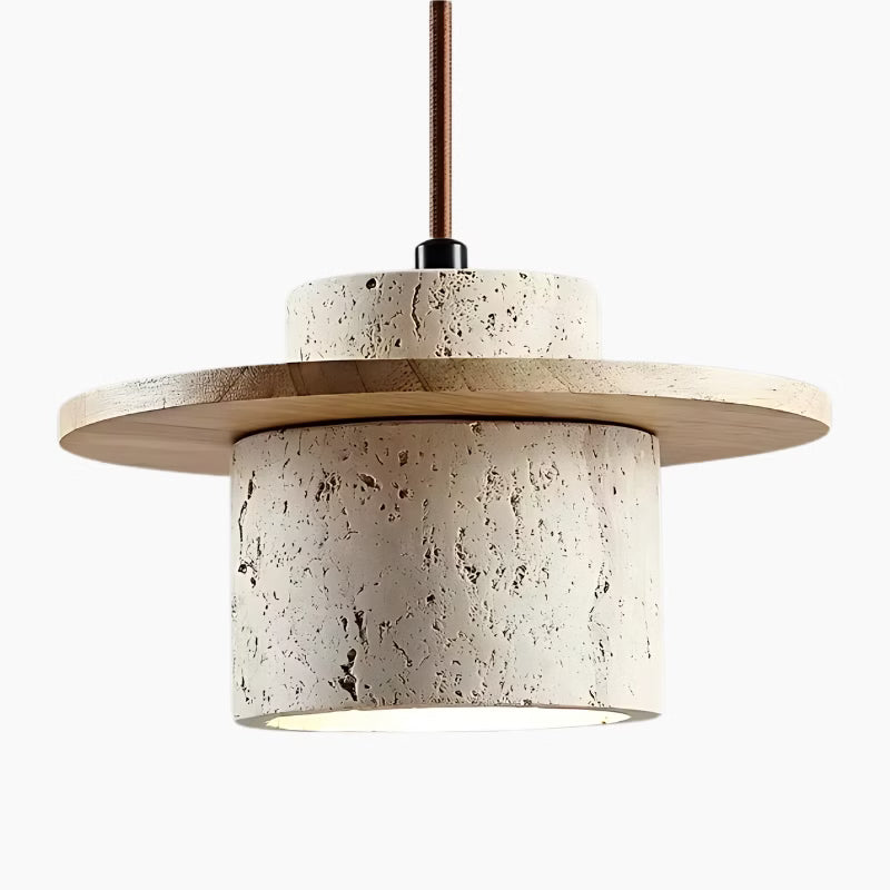 Stonewood - Pendellampe i naturstein og tre