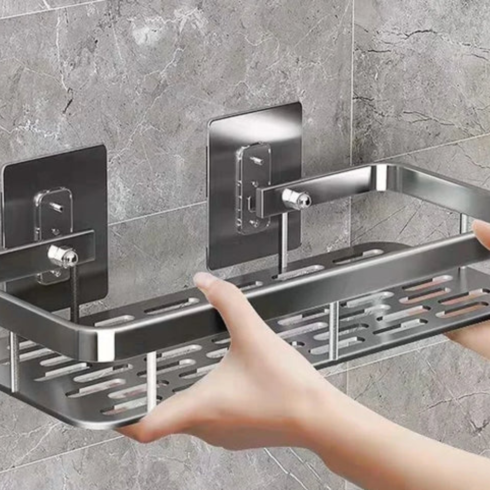 Étagère de Salle de Bain Autocollante – Organisateur de Douche en Aluminium Sans Perçage Étagères de salle de bain Electro Paris Argent Large